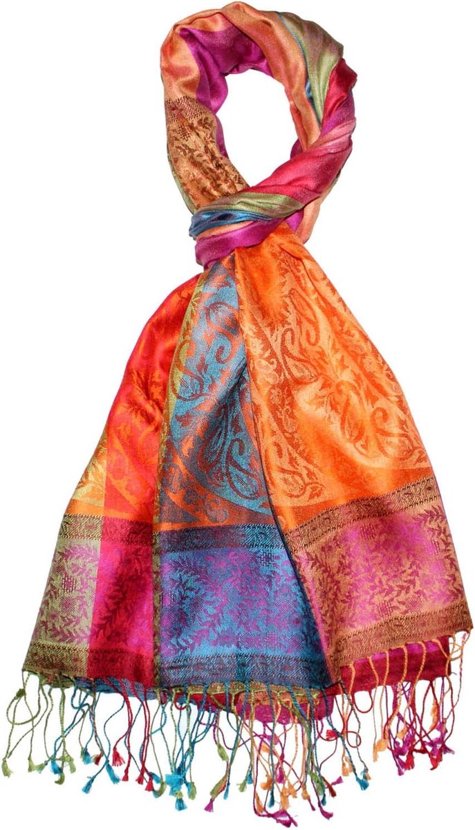 Luxueuze Zijden Sjaal voor Mannen - Jacquard Woven Paisley Patroon - Multi-Kleur - 70x190cm