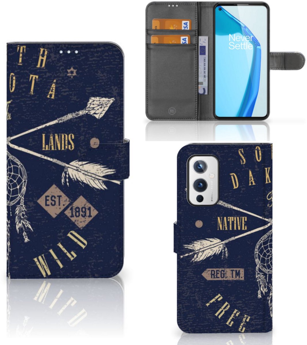 Boekhoesje voor OnePlus 9 Flip Cover South Dakota