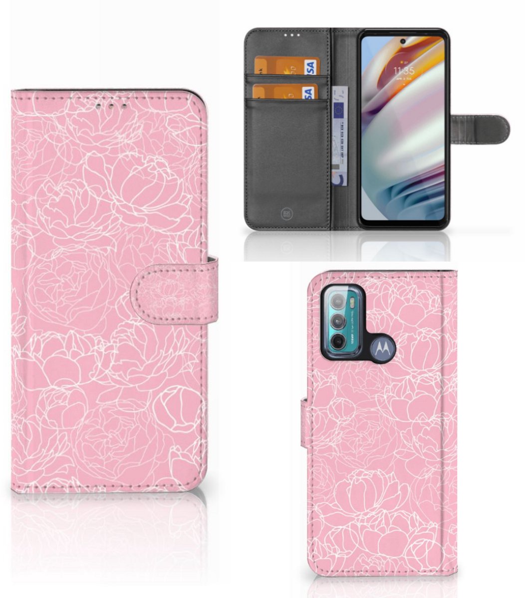 Motorola Moto G60 Hoesje White Flowers