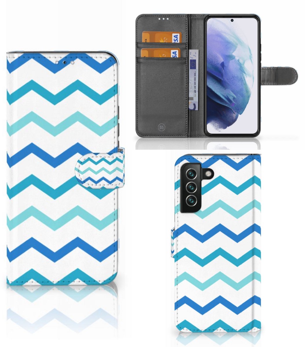 Samsung Galaxy S22 Plus Telefoon Hoesje Zigzag Blauw