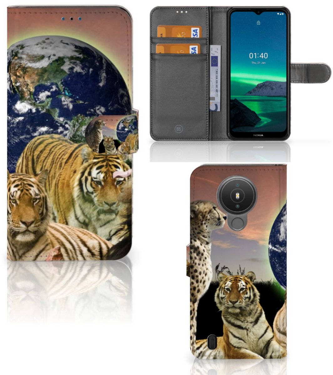 Book Case voor Nokia 1.4 Telefoonhoesje met Pasjes Roofdieren