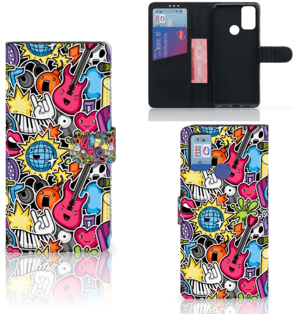 Boekhoesje voor Alcatel 1S (2021) Wallet Case met Pasjes Punk Rock