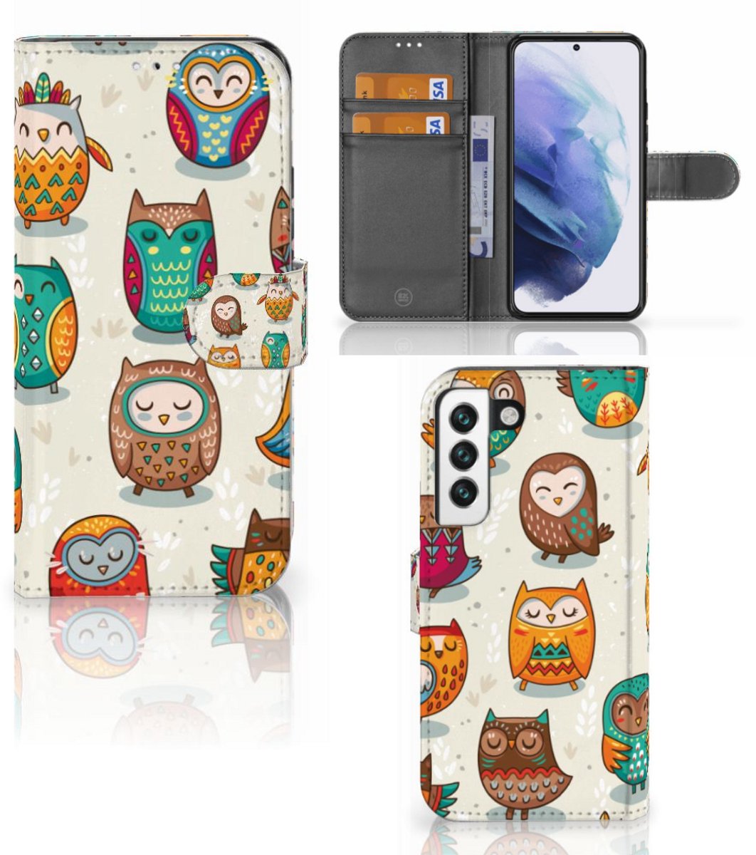 Samsung Galaxy S22 Telefoonhoesje met Pasjes Vrolijke Uilen