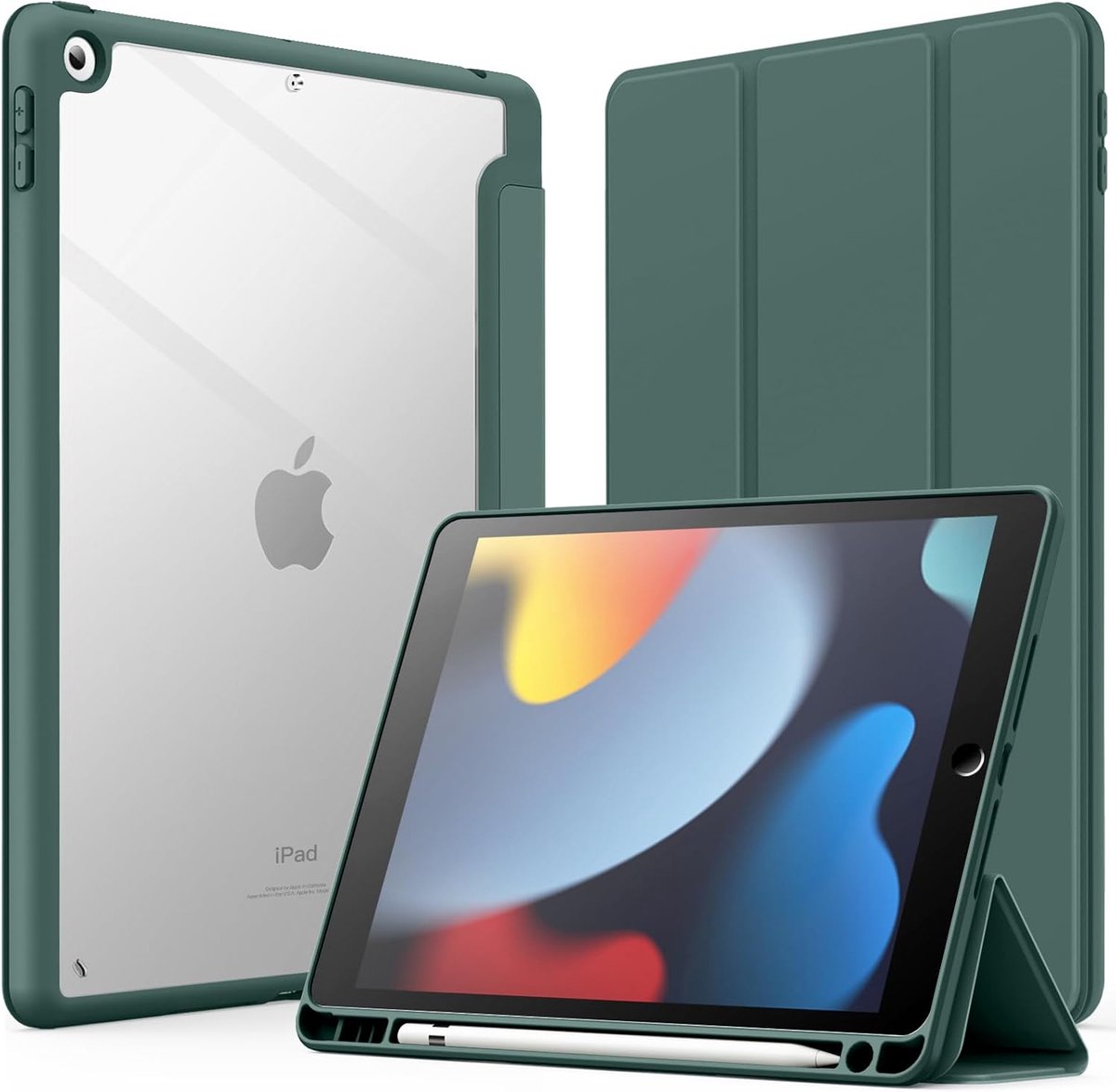 Dunne tabletcase voor iPad 10.2-inch met pennenhouder en transparante achterkant