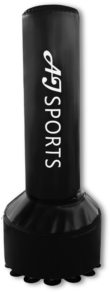 AJ-Sports Bokszak staand V3 PRO - 180cm Hoog - Boksbal - Boxbal - Bokspaal - Boxing - Boksen - Sport - Kickboksen - Met zand, grind of water vulbare voet - Zwart - Makkelijk verplaatsbaar