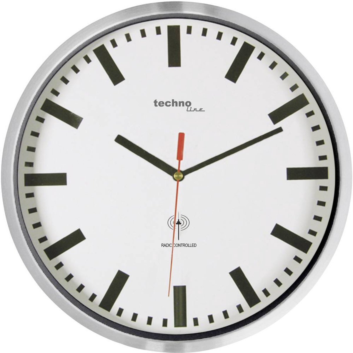Techno Line WT8990 Wandklok Zendergestuurd 30 cm x 5 cm Zilver (metallic)