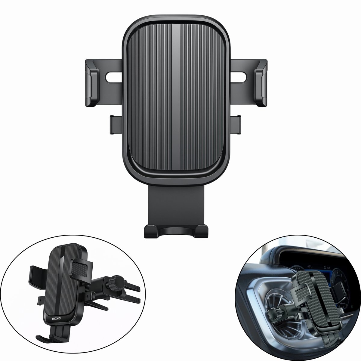 Telefoonhouders auto - Geschikt voor Ronde Ventilatierooster - 360° Rotatie - Tripod - Een Hand Bediening - GSM Houder Auto - Universeel