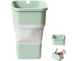 Autoprullenbak - Opbergbox - Opvouwbaar - Opbergaccessoire - Geschikt voor kamperen - Thuis - Kantoor - Auto - Groen - 14*10,5*22 cm - Opgevouwen: 18,9*15*8 cm