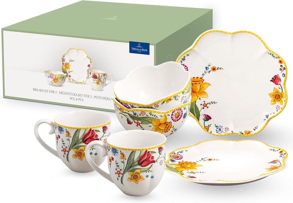 Villeroy & Boch Spring Awakening Breakfast Set, 6 Pieces, for 2 People