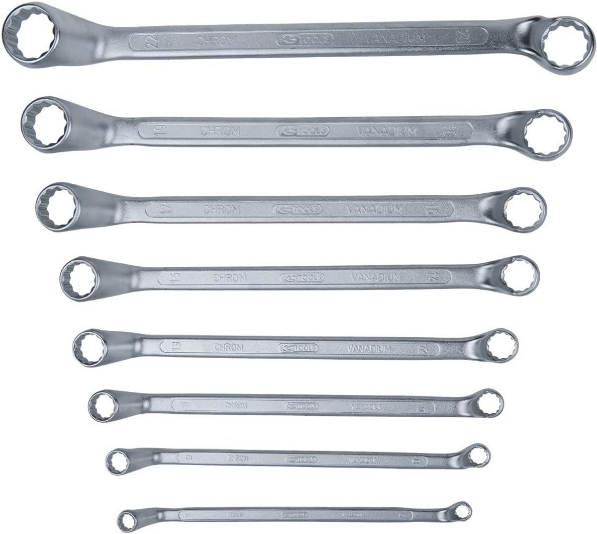 Dubbele ringsleutelset - 8-dlg, diep gebogen, 6-22mm