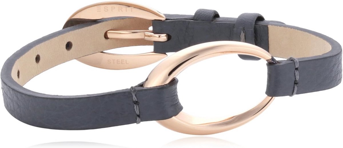 Dames Armband Ovaal in Grijs en Roze - Roestvrij Staal, Geschikt voor Polsen tot 20 cm