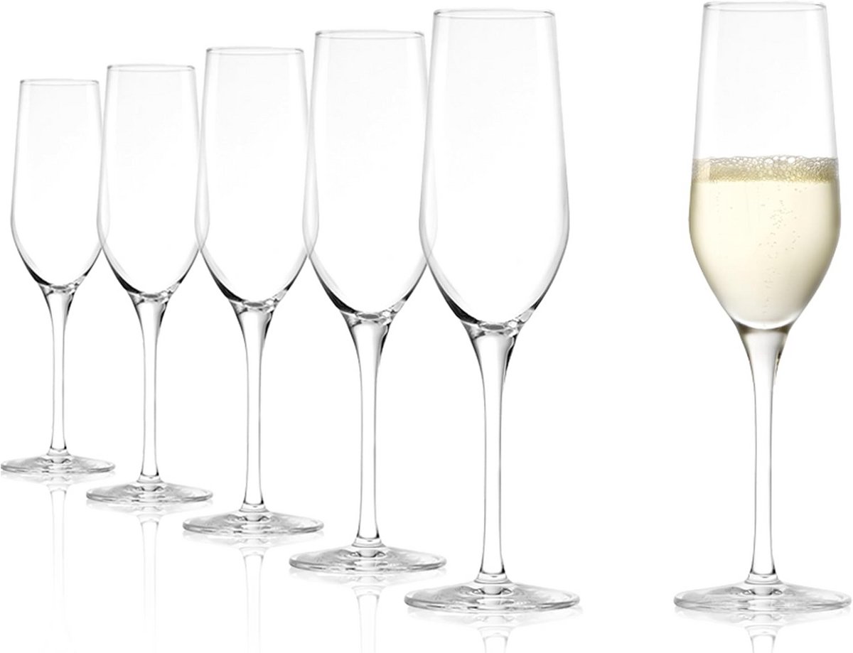 Set van 6 Elegante Kristallen Champagneglazen - Vaatwasserbestendig en Duits Gemaakt