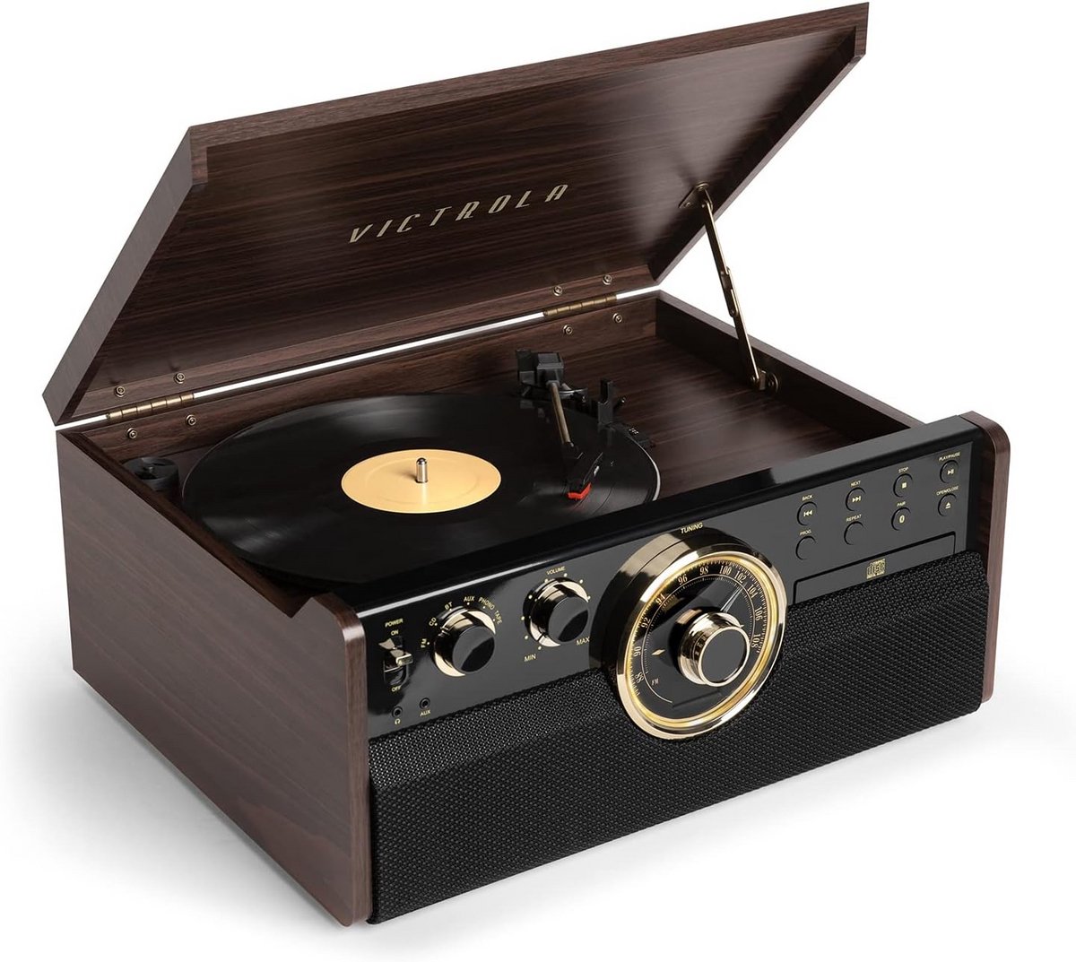 6-in-1 Platenspeler met Bluetooth, Radio, CD- en Cassettespeler - Ingebouwde Speakers