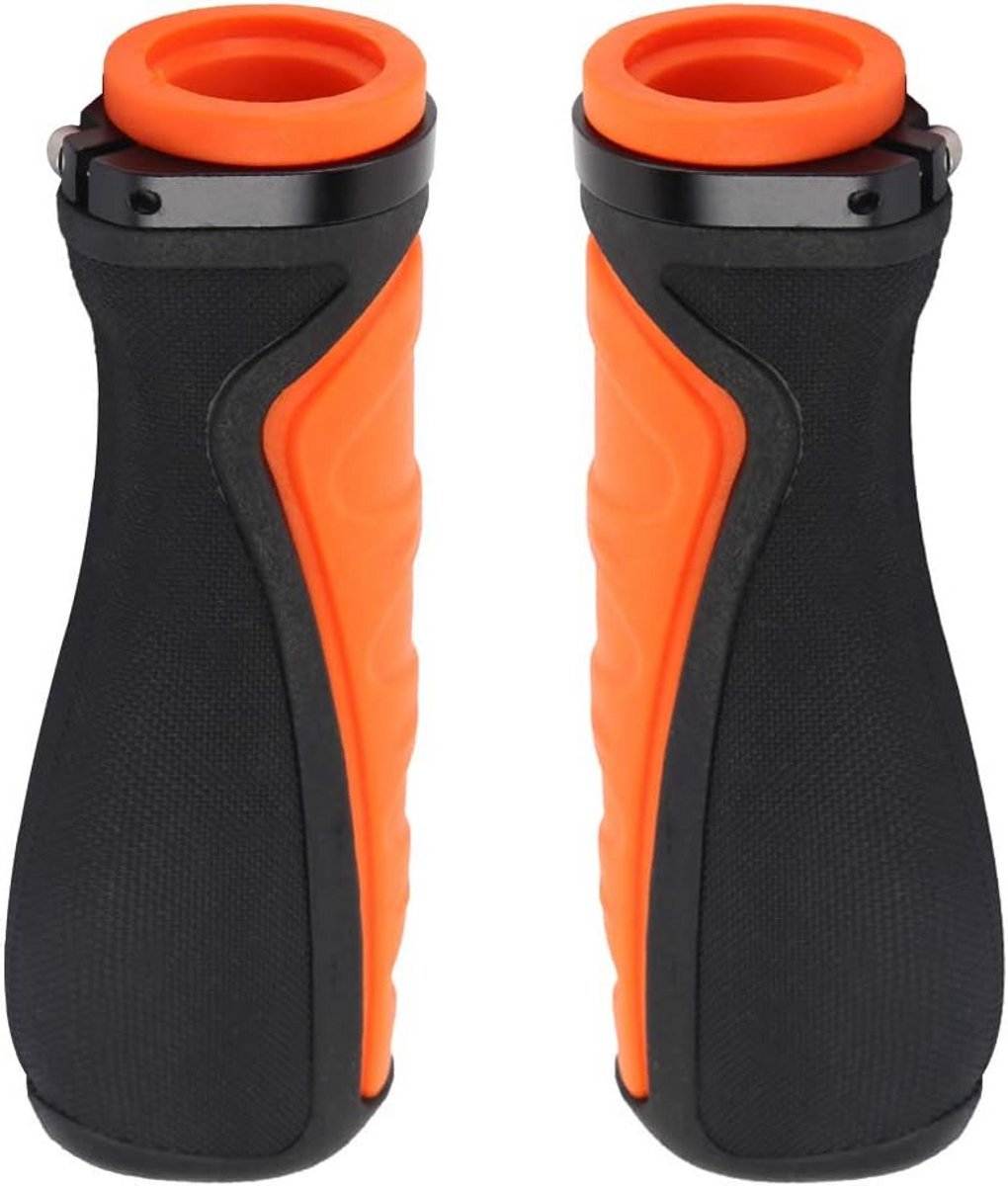 Universele Fiets Stuur Grips Oranje Zwart - Antislip Rubber Handvatten voor MTB, BMX en Scooter