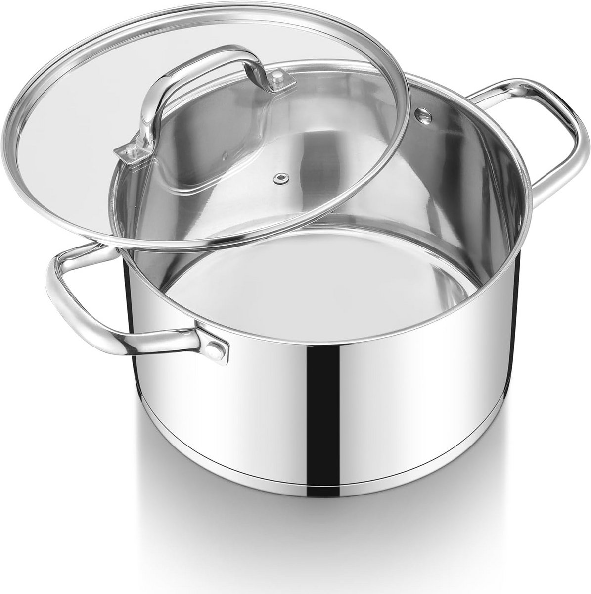 Grote RVS Kookpan met Glazen Deksel - 5,6 Liter