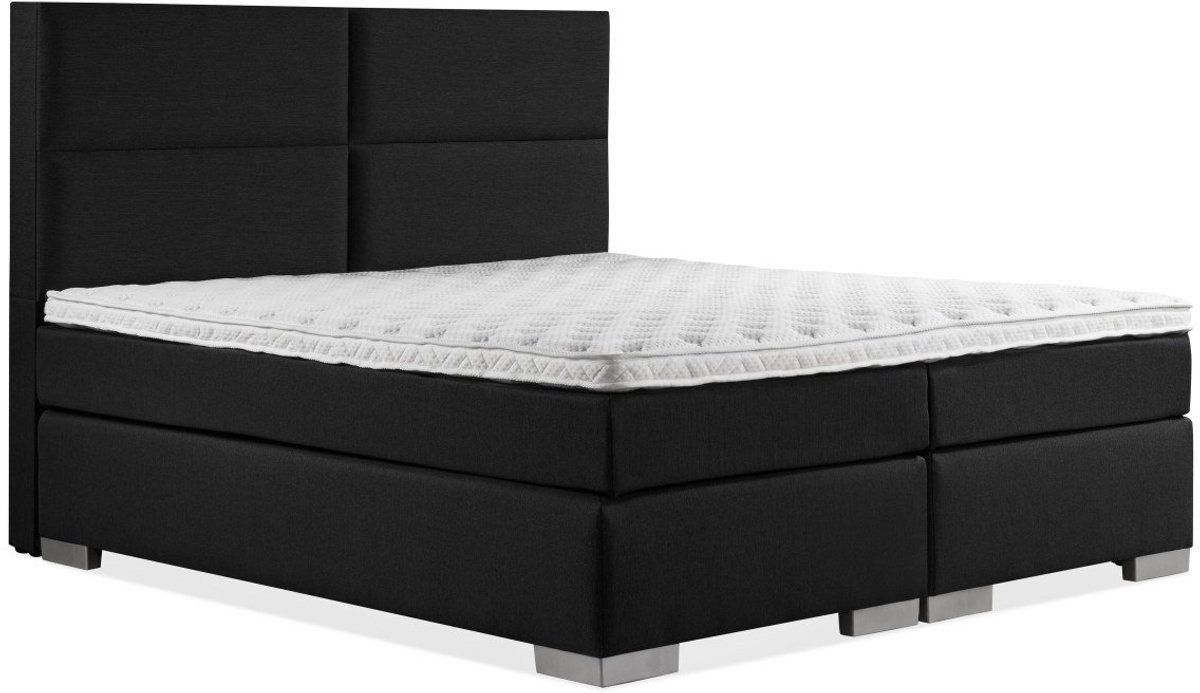 Boxspring Zen - 180x200 - Incl. 4-vaks hoofdbord - Zwart