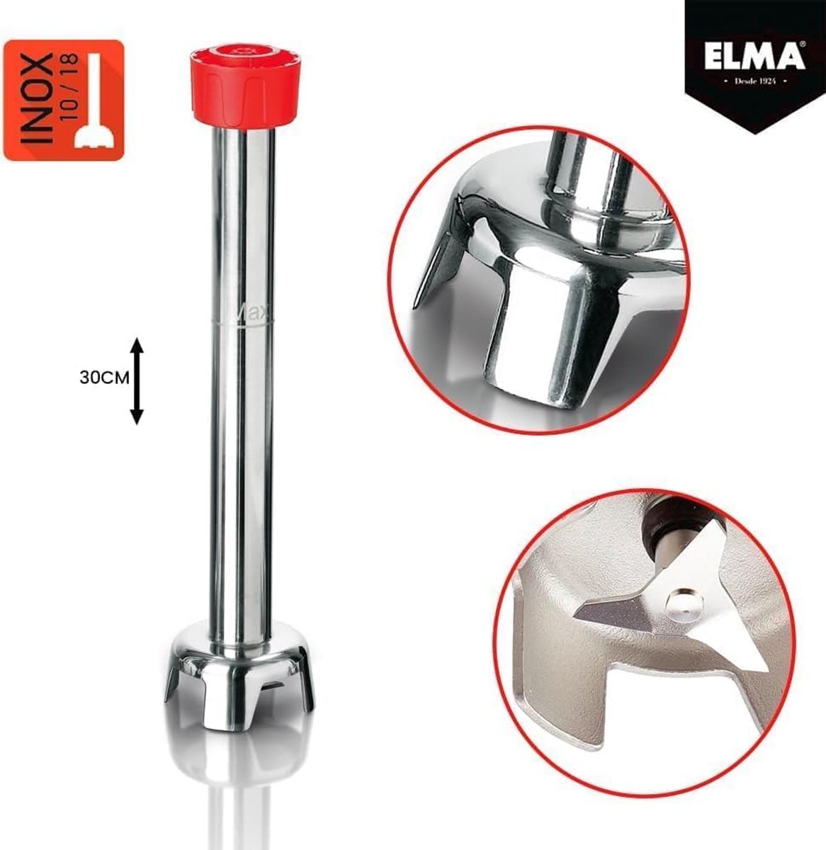 Industriële Staafmixer RVS 30cm Afneembaar - Krachtige 450W Mixer met Variabele Snelheid