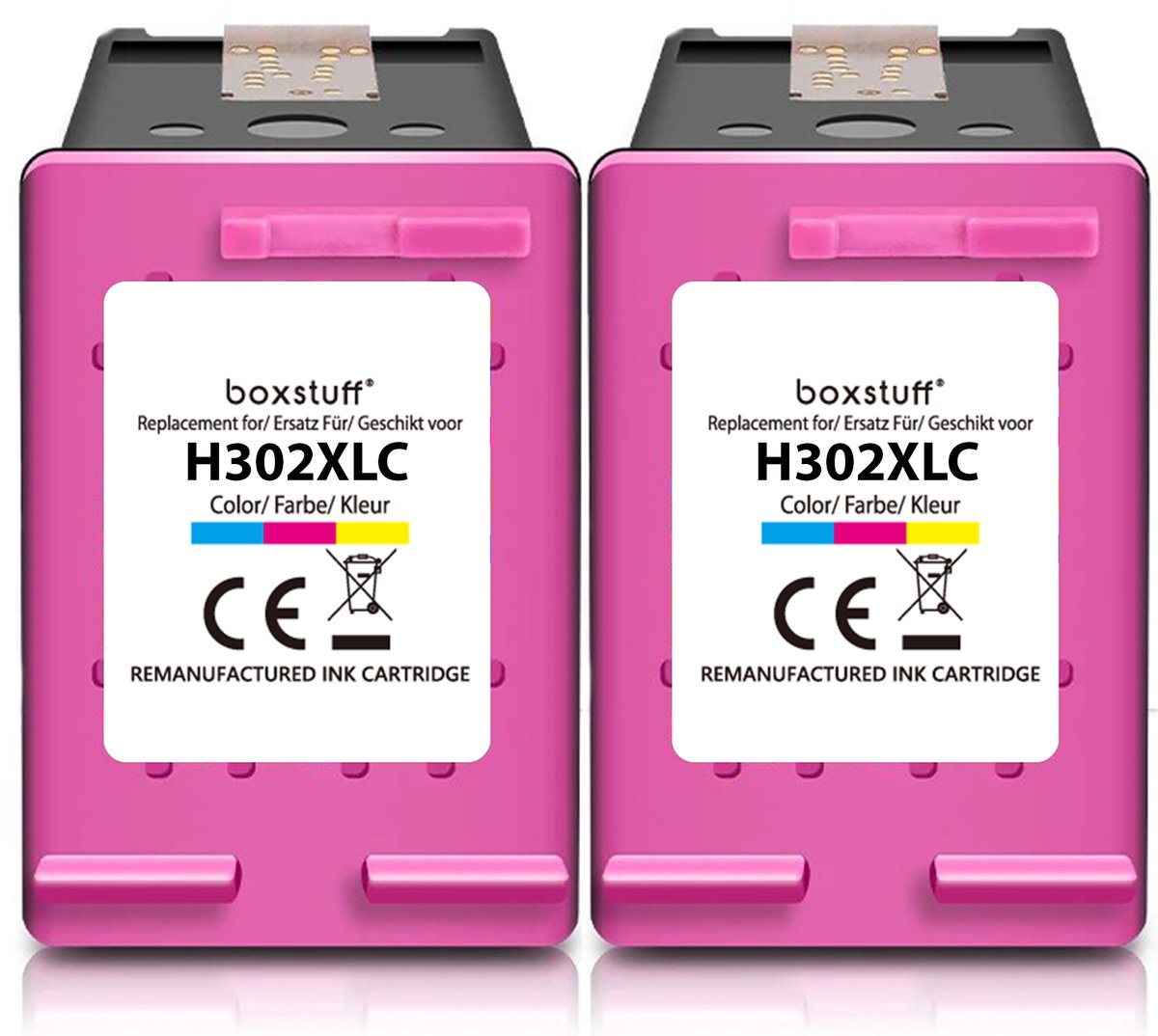Boxstuff Inkt geschikt voor 302 XL - (F6U67AE) Compatibel met HP 302 / 302XL - Inkt Cartridge 2-Pack voor HP Deskjet 1110 / 1111 / 1112 / Envy 4510 / 4511 / 4512 / Officejet 3830 / 3831 / 3832 / 4650 / 4652 / 4654 - Multipack Kleur Kleur Multipack