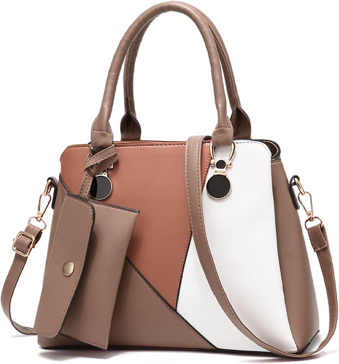Set van 2 Dames Handtassen Schoudertas PU Leer Waterdicht voor Shopping en Reizen