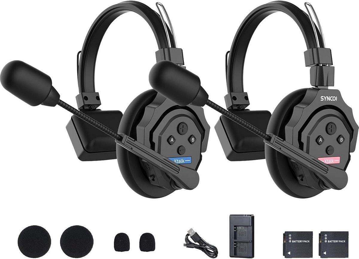 Draadloos Headset Intercom Systeem met Microfoon voor Live Optredens en Films (2 Stuks)