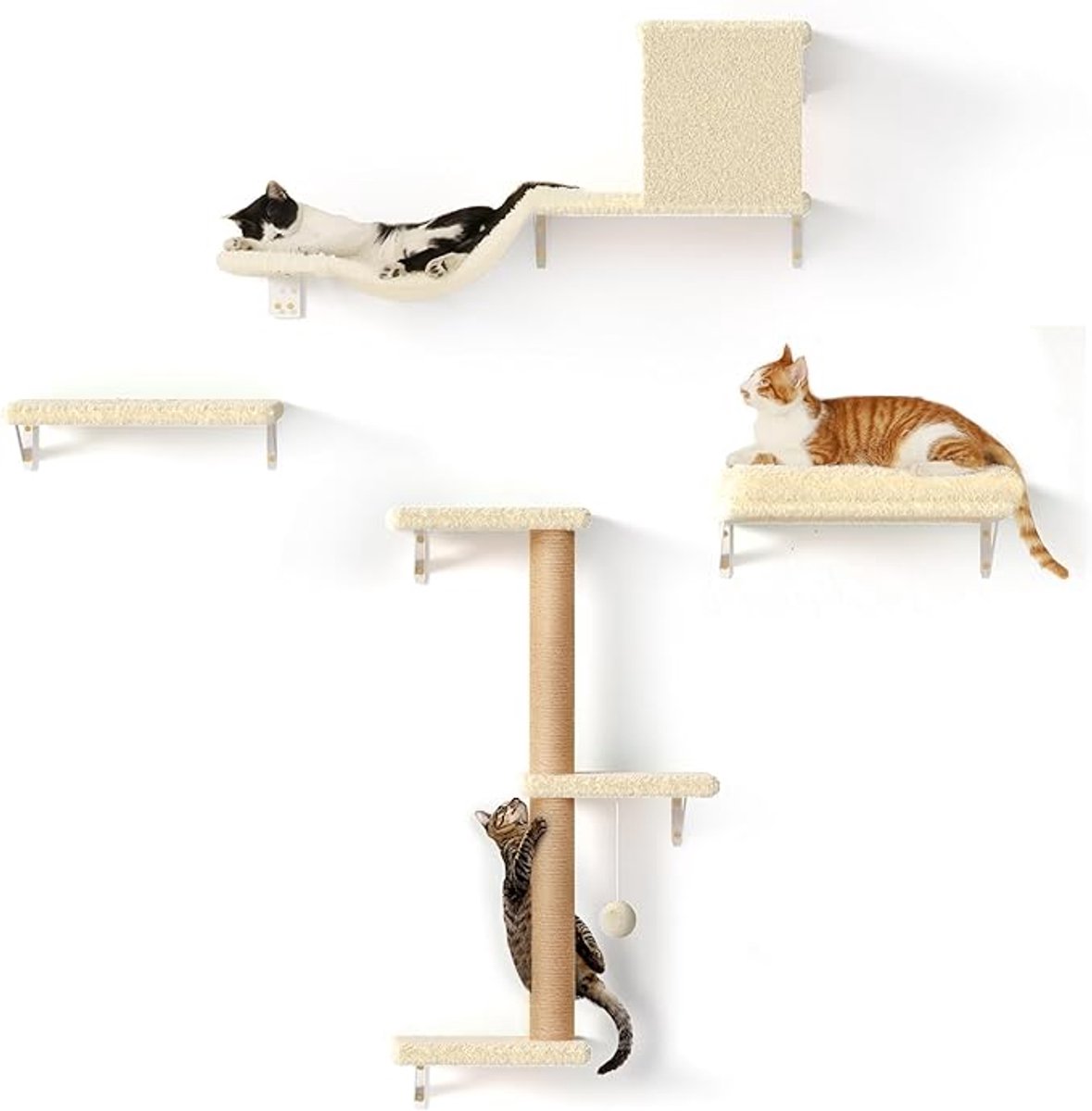 LeeuwenChoice® Katten Klimwandset Groen - 4-Delige Wandplanken - Met Kattenhuis & Kattenspeeltje - Capaciteit to 18 KG