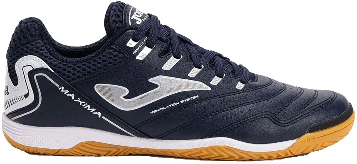 Blauwe Joma Maxima zaalvoetbalschoenen voor mannen, EU 42, synthetisch bovenwerk, ontworpen voor comfort en controle.