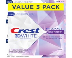 Crest 3D White Brilliance Vibrant Peppermint Teeth Whitening Toothpaste - 4.6 Ounce (Pack of 3)