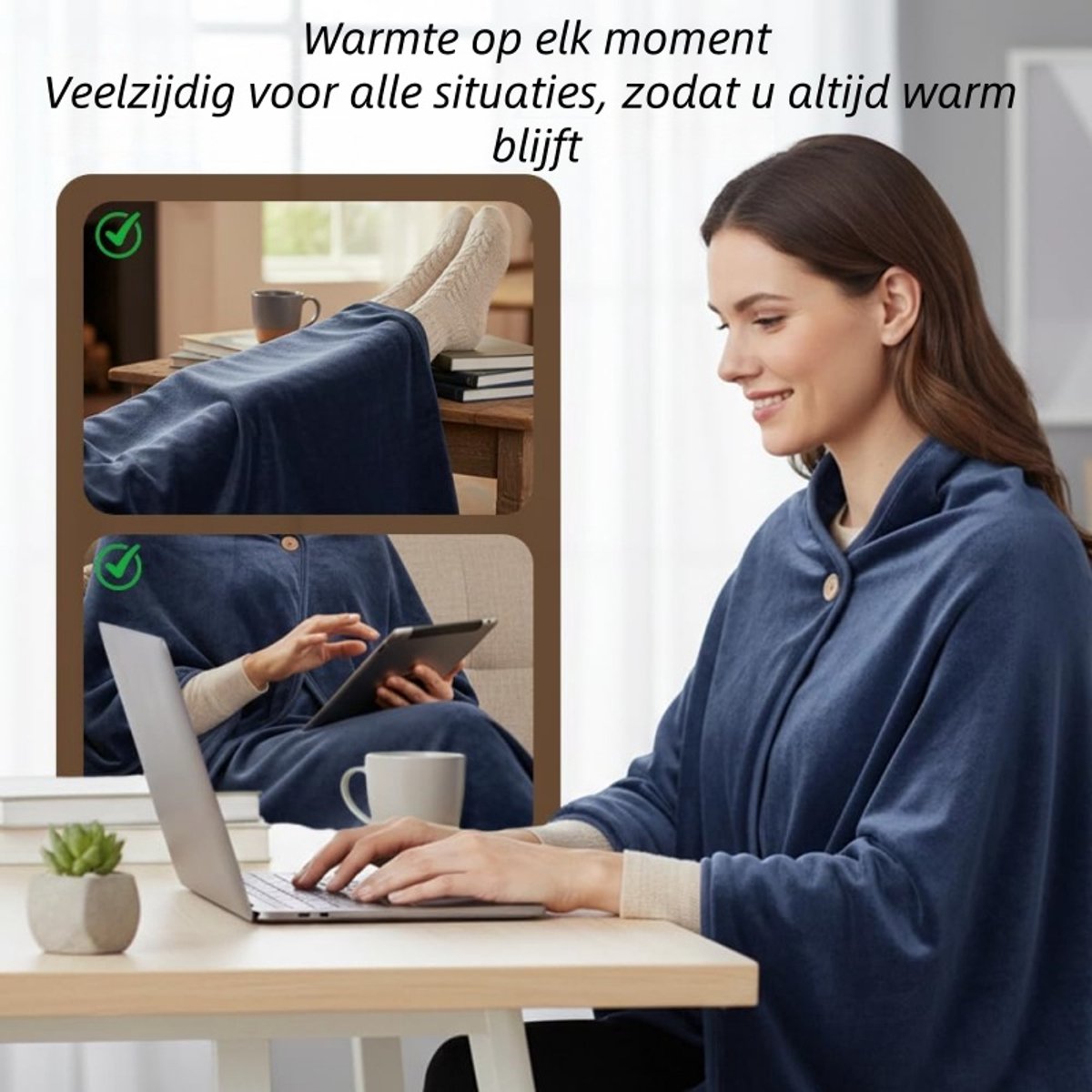 1 stuk - Deken - USB-verwarmingsdeken met laag voltage 5V - Verwarmde winterdeken/kussen - Warme elektrische deken/kussen, knieverwarmer - Blauw – foto 5