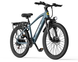 Aairsk Elektrische Fiets 26 Inch – EU-conforme 250W trapondersteuning tot 25 km/u – 36V 13Ah accu met actieradius tot 75 km – Shimano 7-versnelling en NFC startfunctie – LCD-display en LED-voorlamp – Ontworpen voor dagelijkse mobiliteit – Zeegroen