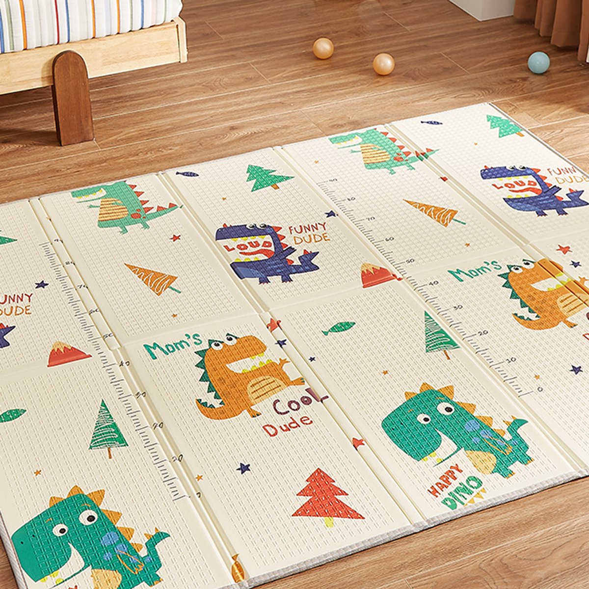 CASABEL Baby Speelmat, 180x150cm, Opvouwbare en Waterdichte Babymat met Dinosaurusdesign