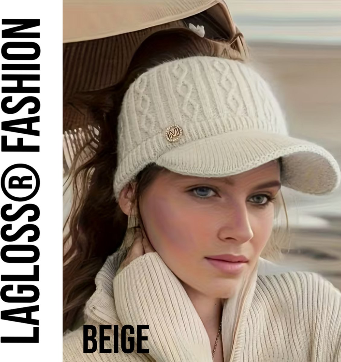 LaGloss® Fleece Gevoerde Dames Baseballpet – Stretch Winterpet – Beige