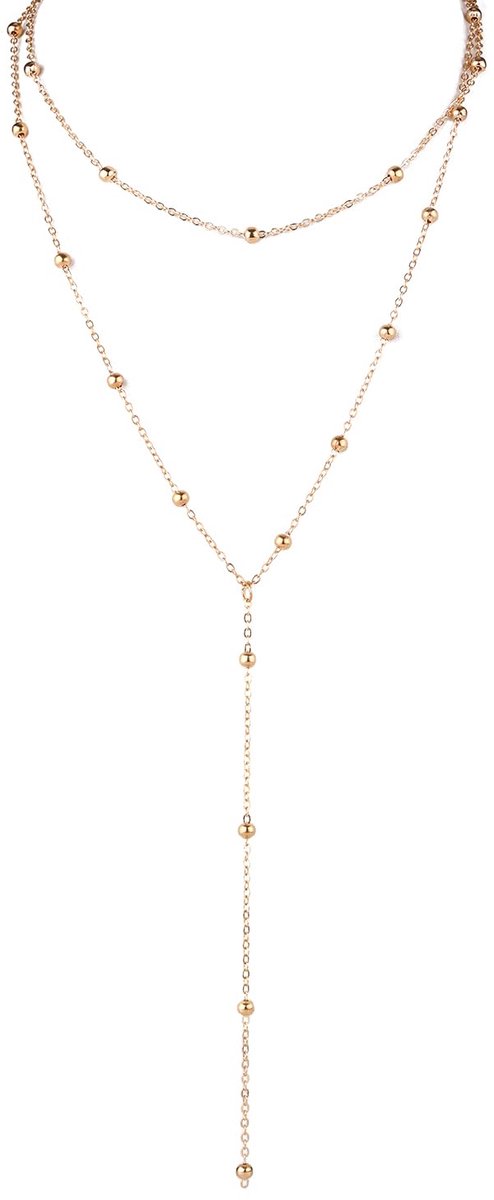 Lange Gelaagde Ketting - Y-Vormig Lariat Design - 35 cm en 50 cm duo-laag