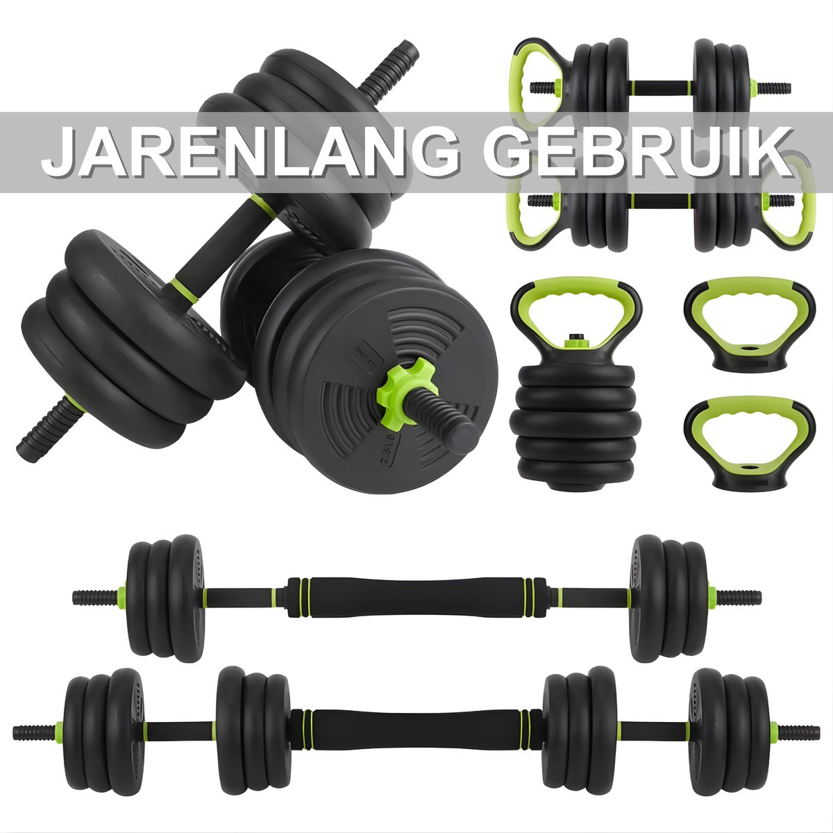 Verstelbare Halterset - Haltergrepen - Verstelbare dumbbells - Voor Thuisgym & Fitnessoefeningen - Dumbbell, Halter, Kettlebell & Push-Up Set - Multifunctioneel Trainingsgewicht - 20kg – foto 8