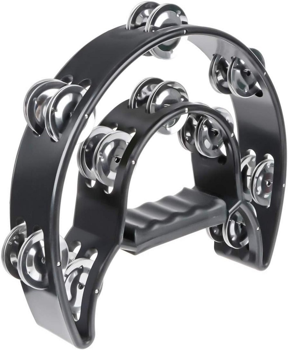 Halve Maan Tamboerijn Dubbele Rij Metalen Jingles Hand Percussie Instrument