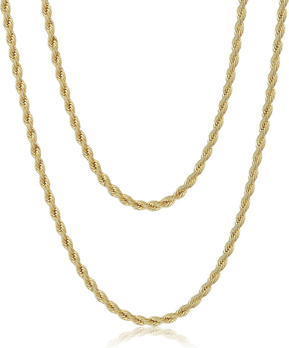 Herenketting RVS Gedraaid Zilver Collier in Diverse Breedtes en Lengtes