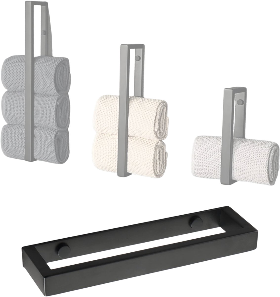 NBAP® Handdoekrek Badkamer - Handdoekhouder - Zwart