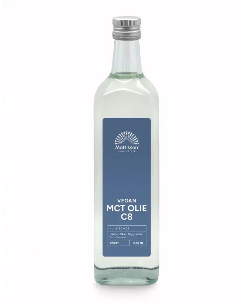 Mattisson - MCT Olie C8 - 99% Caprylzuur - Medium-Chain Triglyceride Vetzuur - Vegan Voedingssupplement - Neutrale Smaak - 1 Liter