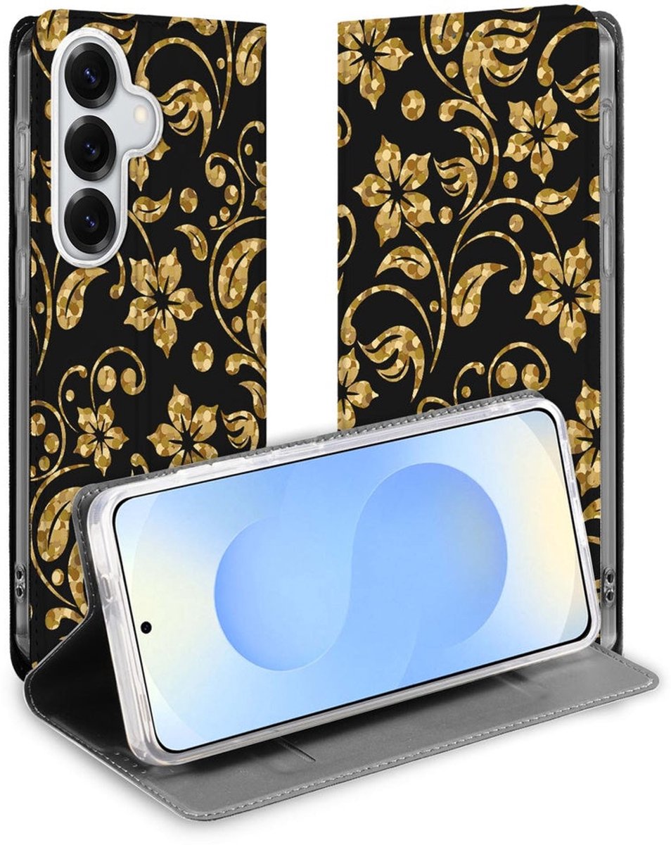 Book Case Telefoonhoesje Samsung Galaxy S26 Gouden Bloemen