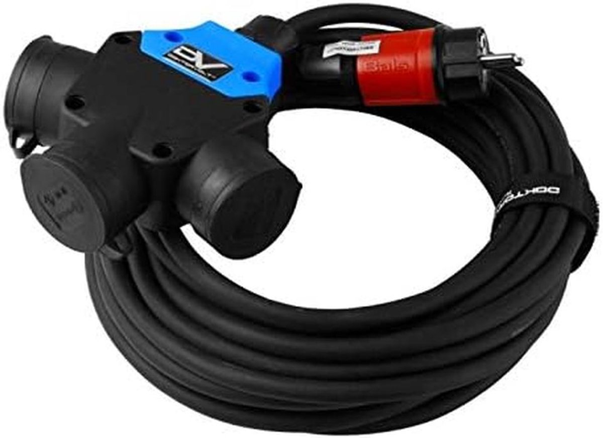 Stekkerblok Verlengkabel 10 Meter 3 Weg IP44 - Rubber Kabel 16A