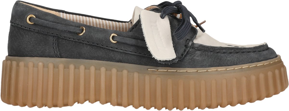 Clarks Torhill Boat blauw-beige