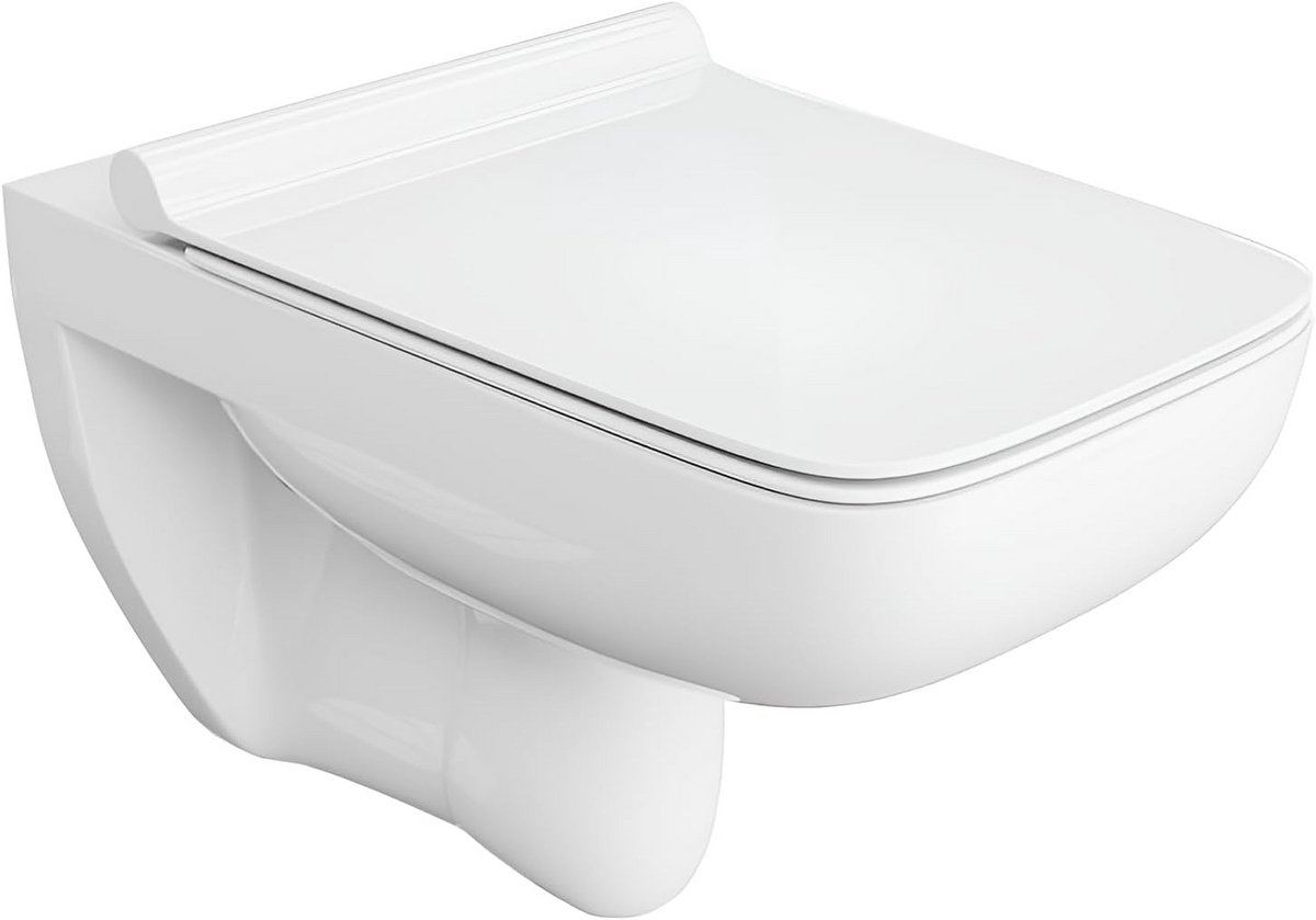 Hangend WC Zonder Spoelrand Wit - Keramisch Wandtoilet met Soft-Close Slim Zitting