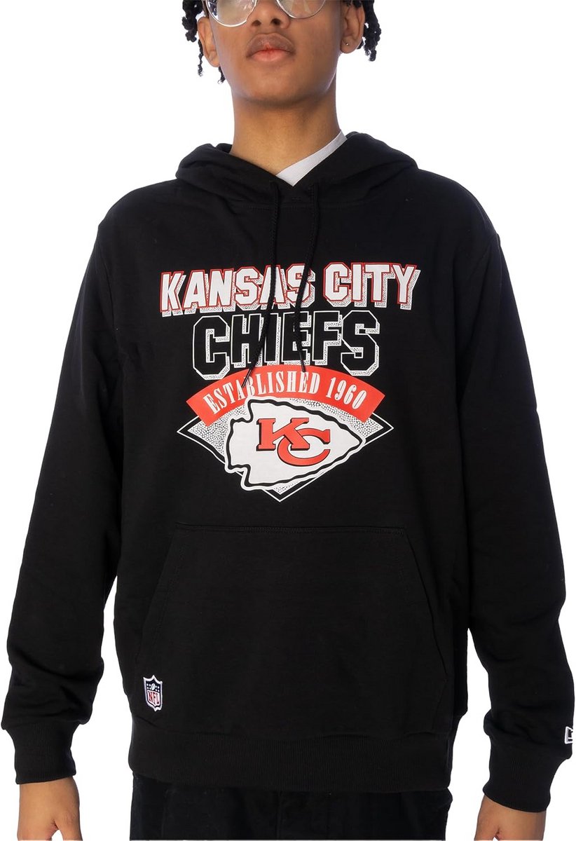 Heren Hoodie met NFL Kansas City Chiefs Team Graphic Zwart