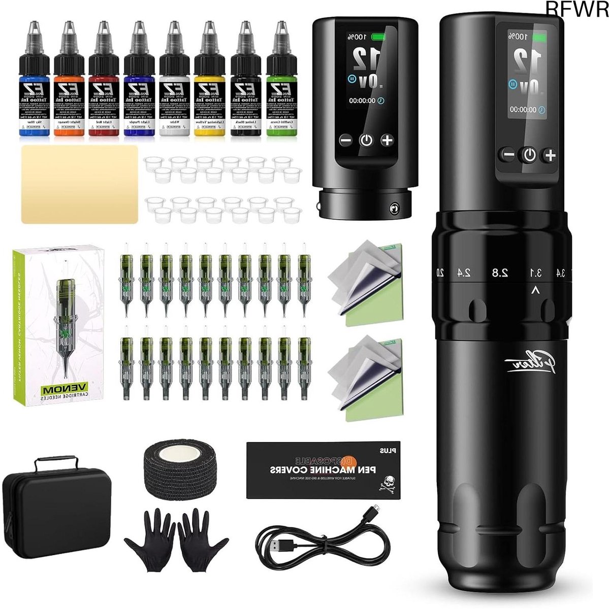 Tattoo Machine met Accessoires - Tattoo kit Draadloos - Complete Set - Kunst