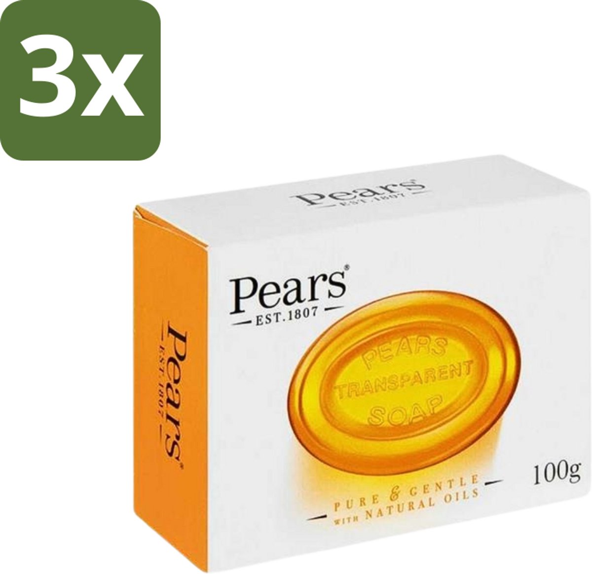 Pears - Zeep - Transparant - Zacht - Gentle Care - 125 Gr - Bulkverpakking - 3 stuks