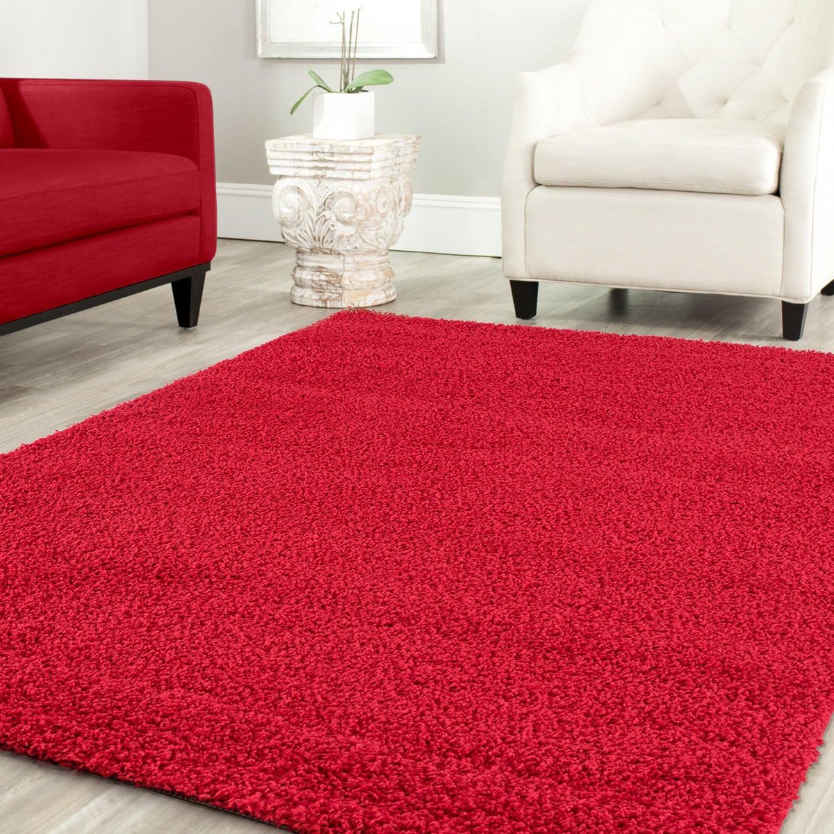 Rood Shaggy Vloerkleed 70x140 cm – Zacht, Hypoallergeen en Geschikt voor Vloerverwarming