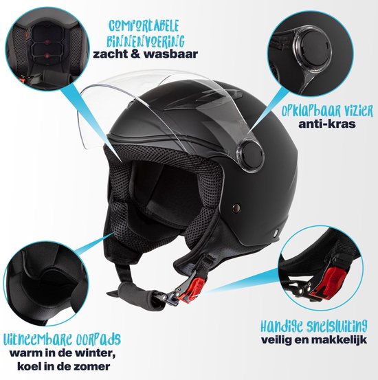 VINZ Magic ECE 22.06 Casque enfant / Casque scooter / Casque moto / Casque cyclomoteur - Zwart mat
