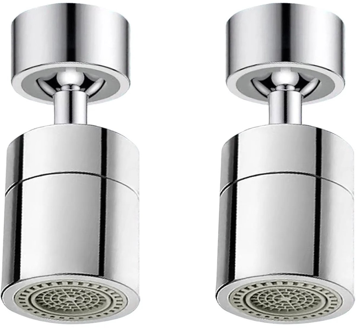 2 Stuks 360° Draaibare Kraan Aerator - 2 Standen - Grote Hoek - Chroom