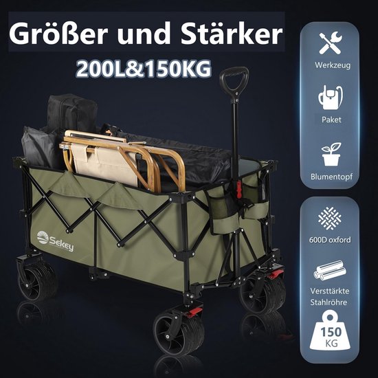 Bolderkar Opvouwbaar Luchtbanden - Strandwagen - Bolderwagen - Kinderwagen van Bolderkar Opvouwbaar — afbeelding 5
