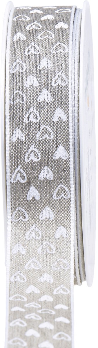Cadeaulint hartjes sierlint beige 25mm 15m