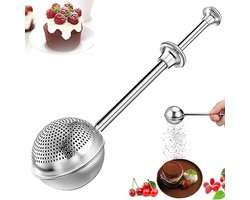 Poedersuiker strooier - Cacaostrooier - Suikerstrooier - Bakaccessoires - Meelzeef - Poedersuikerzeef - RVS strooier - Taart decoratie - Bakken benodigdheden - Zilver